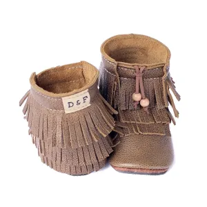 Kid's Weathered Trail Blazers • Fringe Moccasin Boots