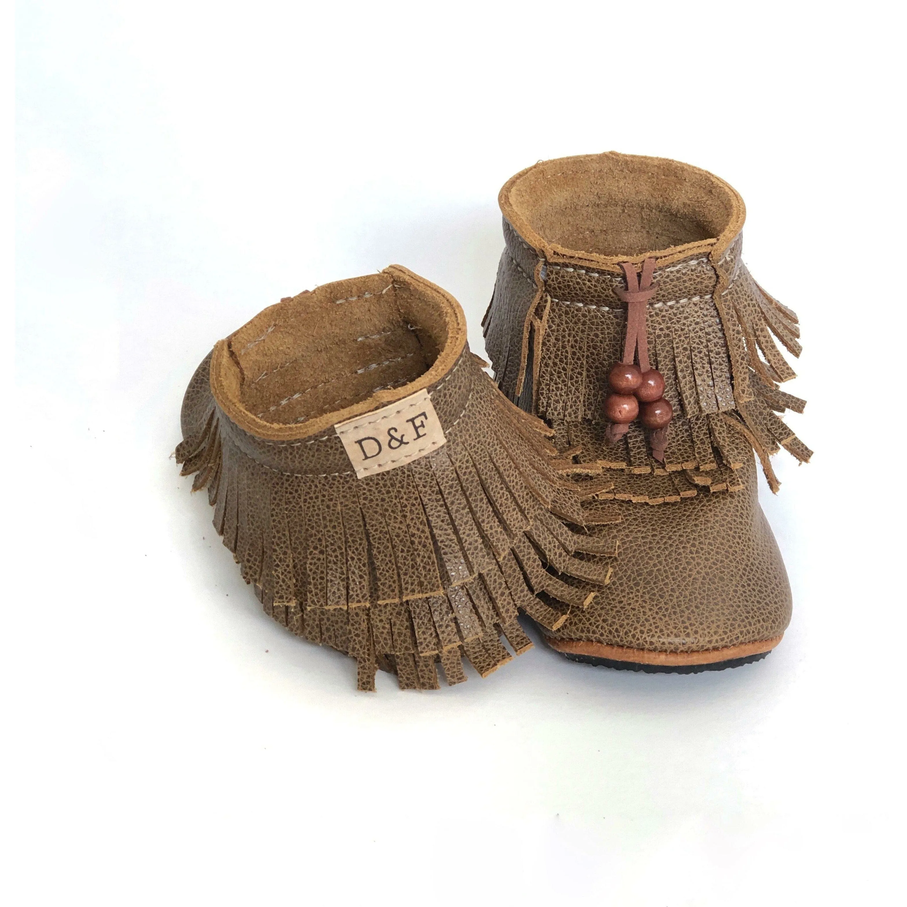Kid's Weathered Trail Blazers • Fringe Moccasin Boots