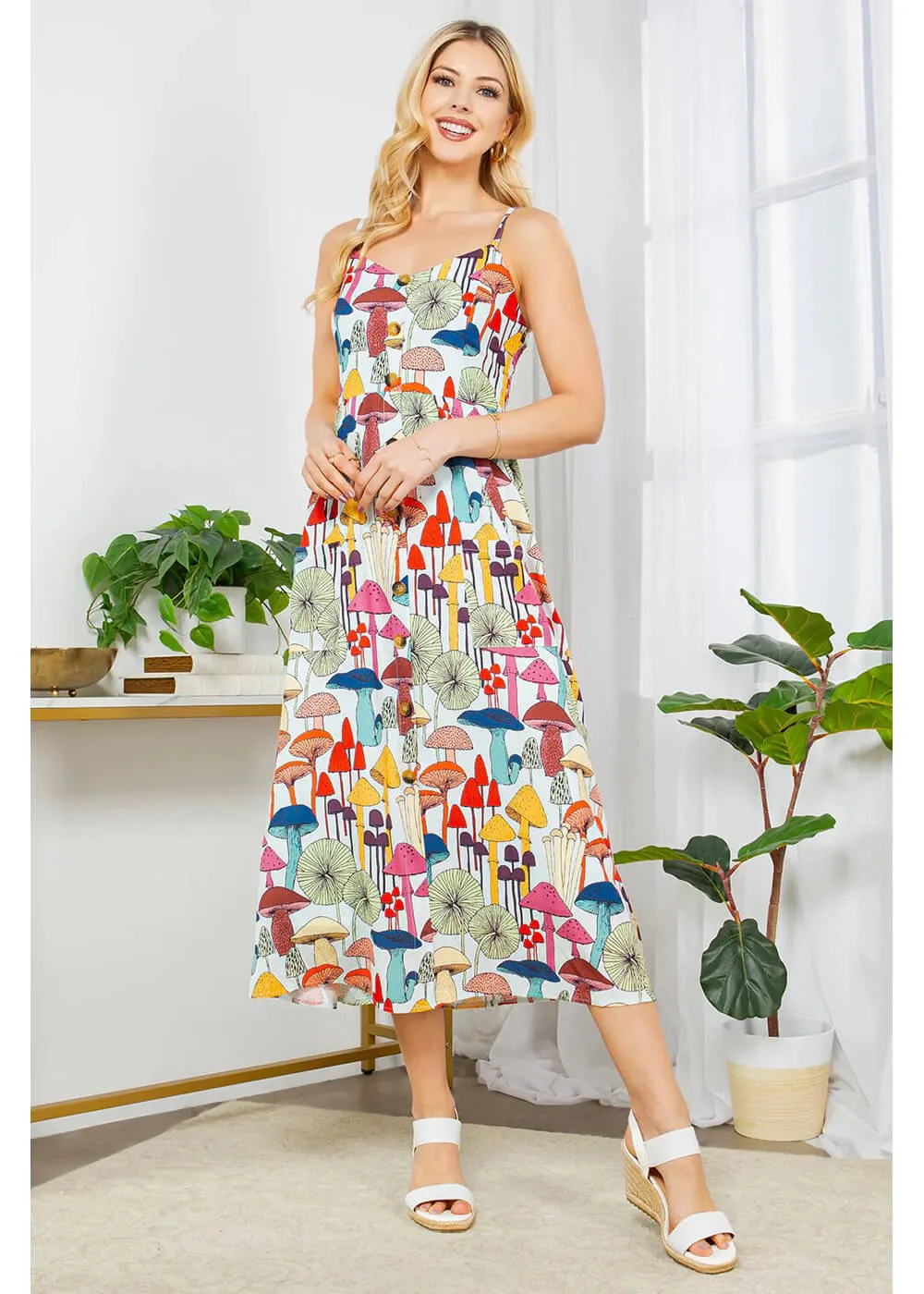 LA Soul Misty Mushroom Reality Maxi Dress Blue