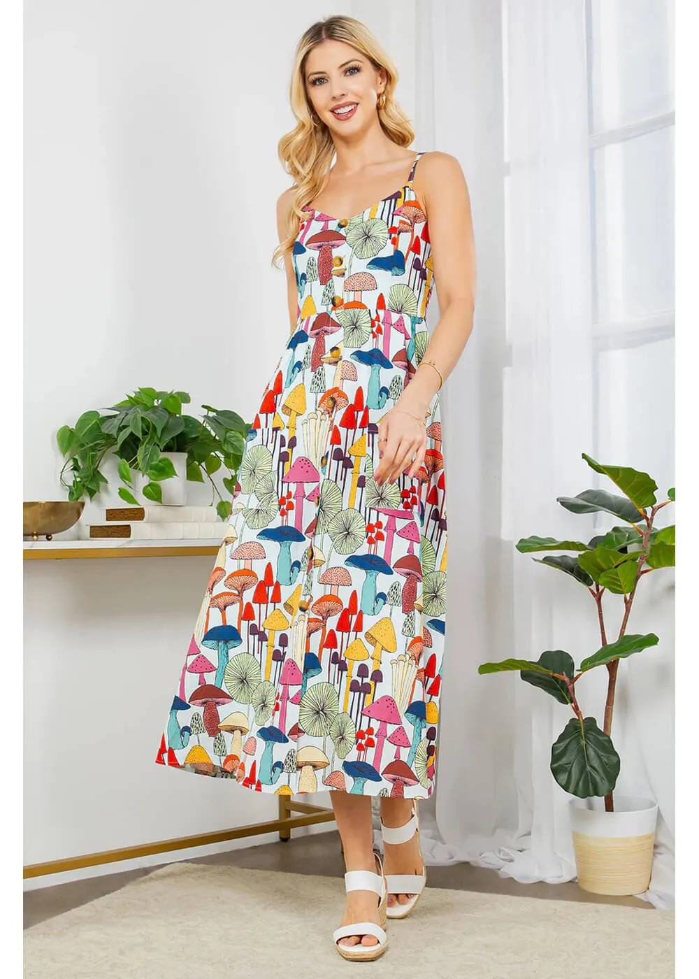 LA Soul Misty Mushroom Reality Maxi Dress Blue