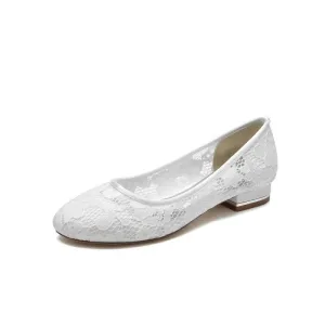 Lace Open Toe Flats Bridal Shoes
