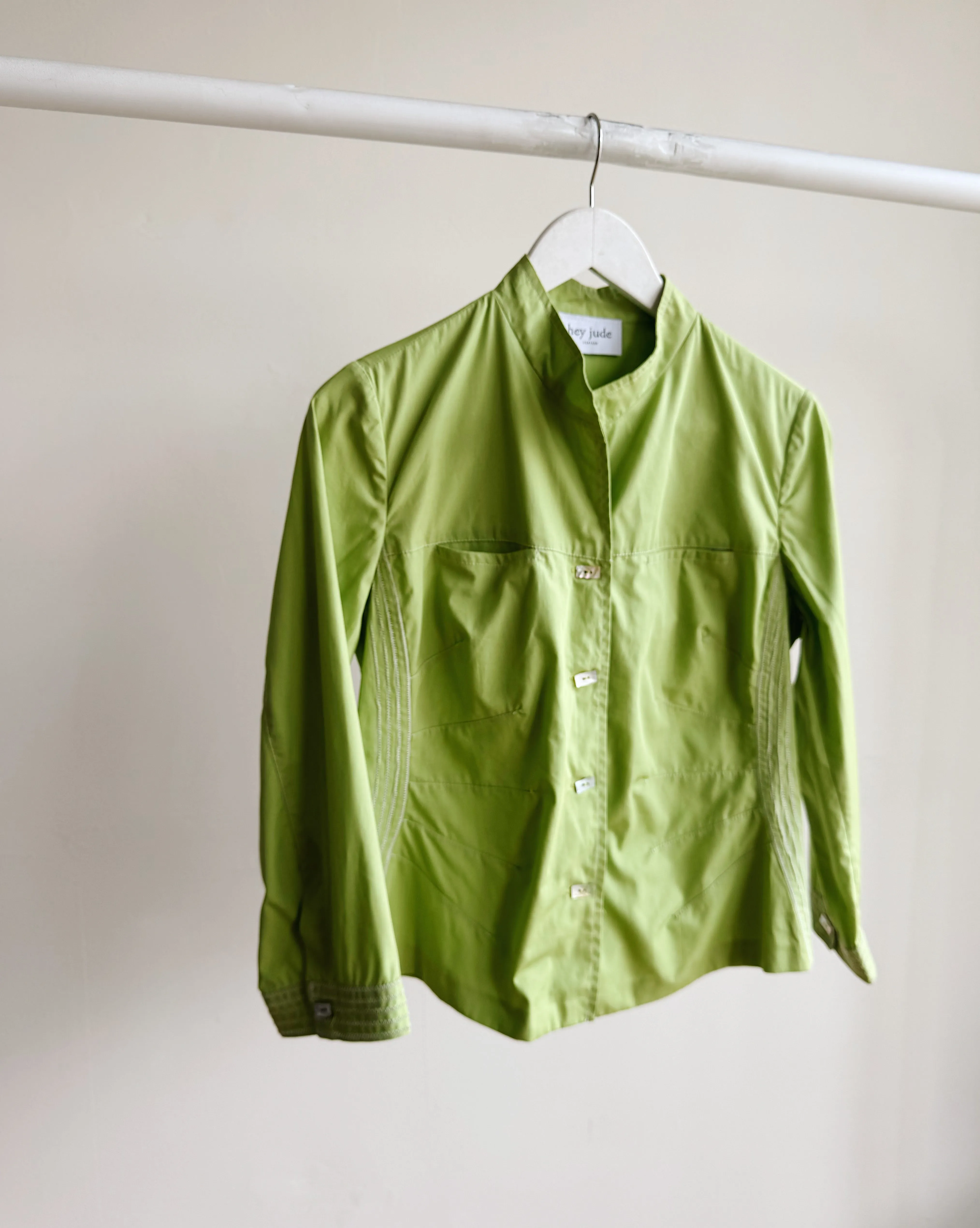 Lime Cotton Structured Stitch Jacket