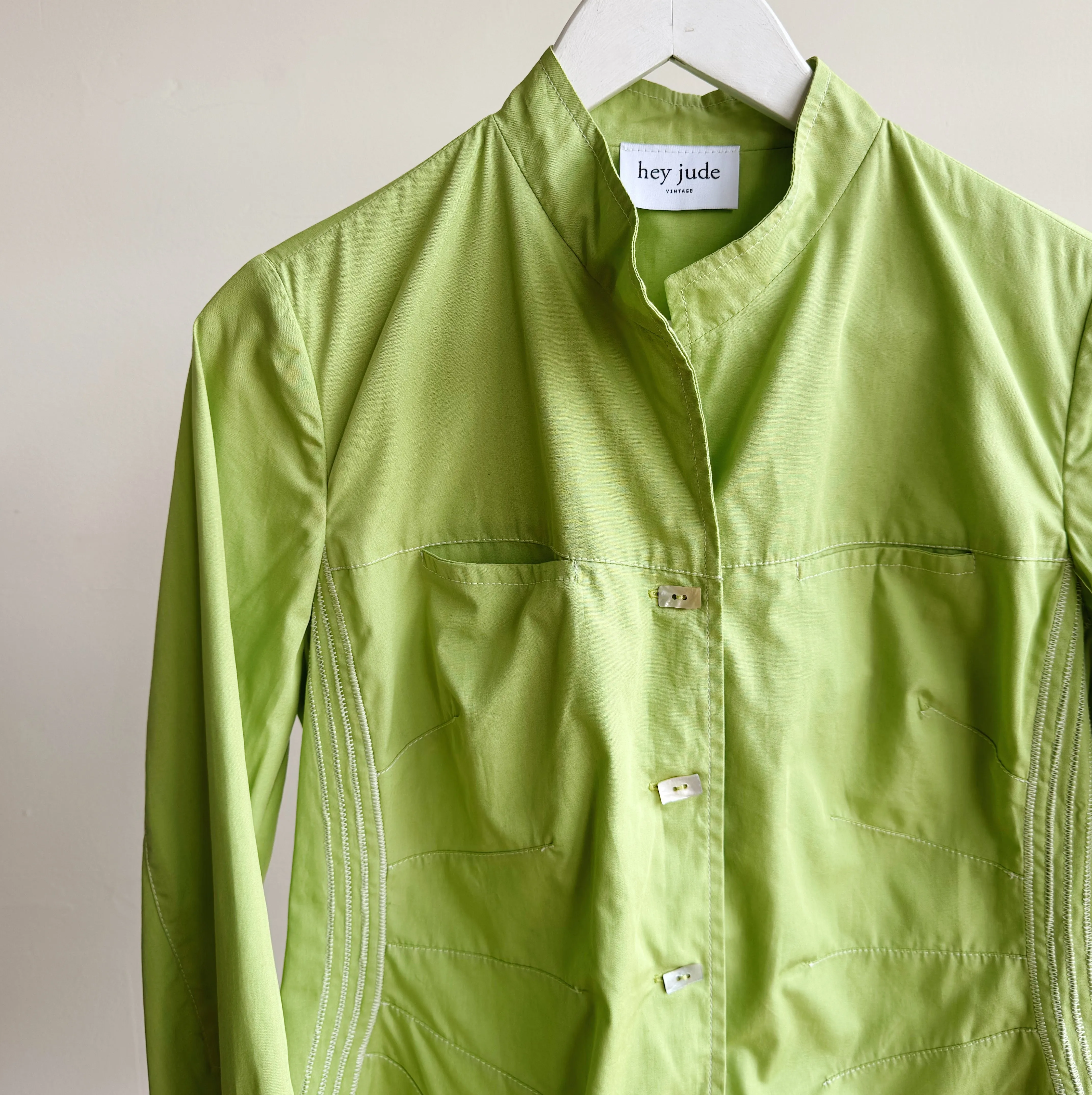 Lime Cotton Structured Stitch Jacket