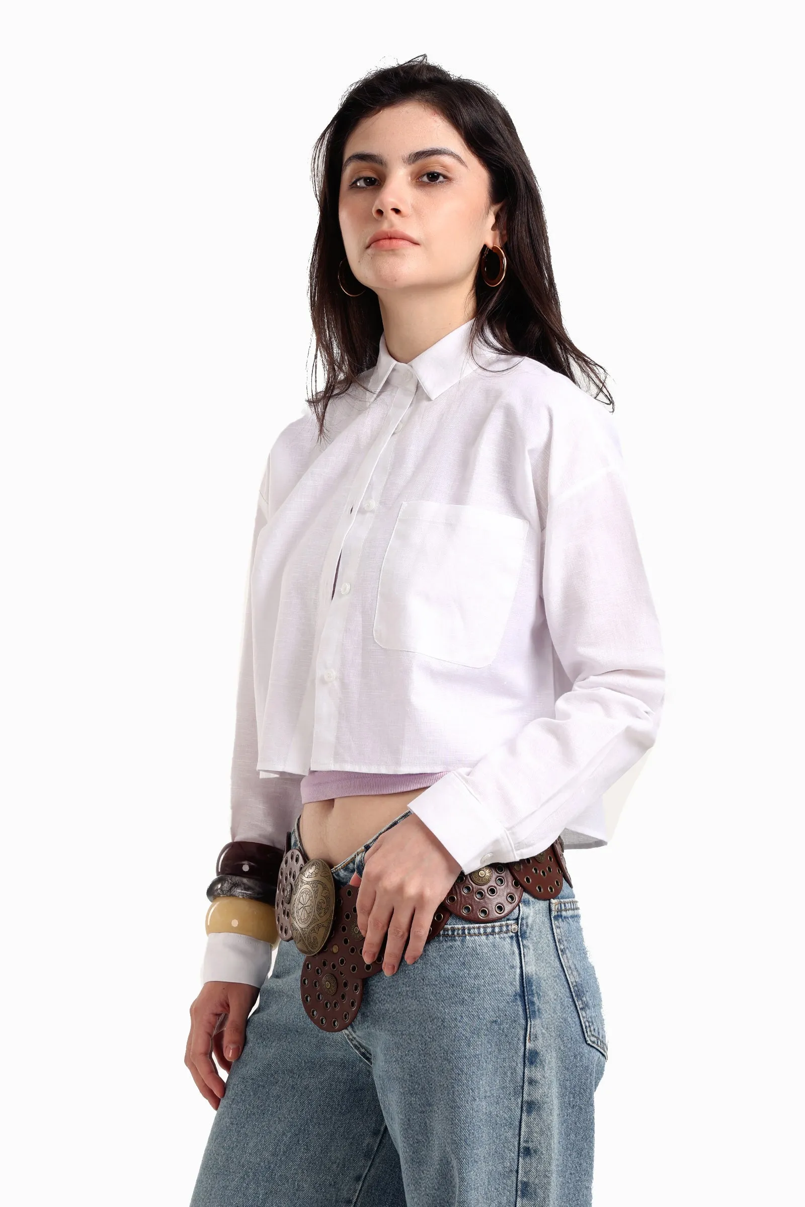 Long Sleeves Cropped Shirt