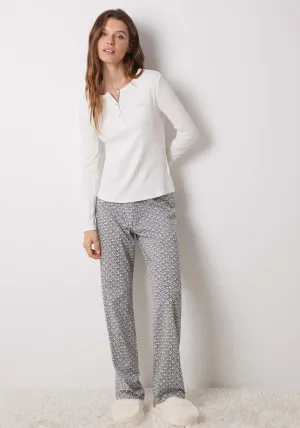 Long Sleeves Long Pant Pyjama - Grey