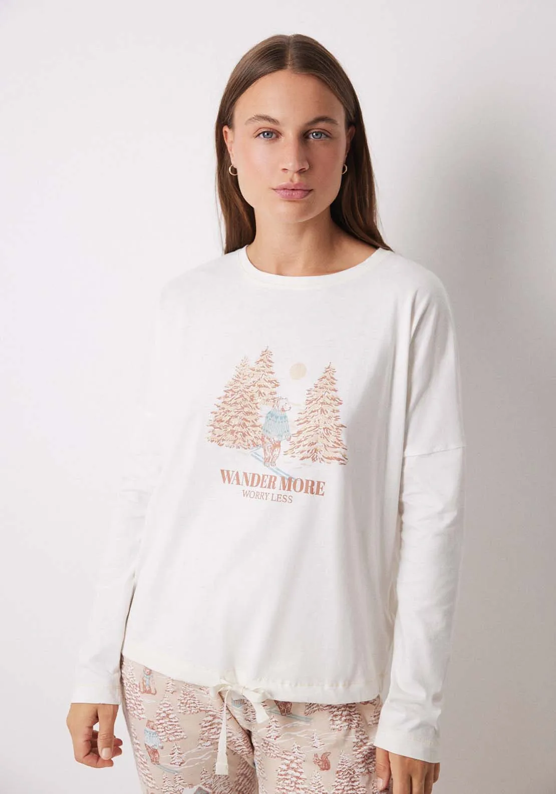 Long Sleeves Long Pant Pyjama - Ivory