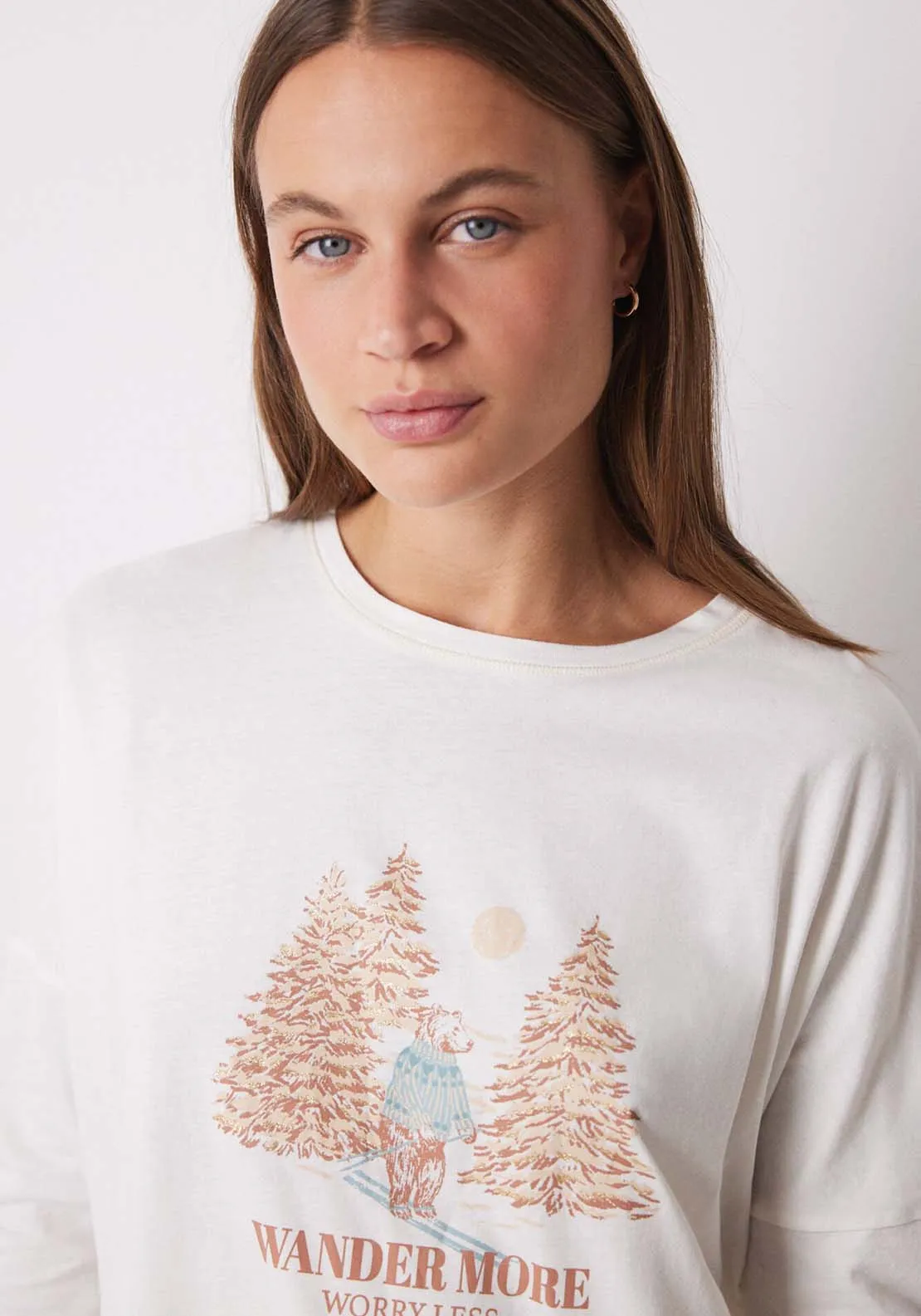 Long Sleeves Long Pant Pyjama - Ivory
