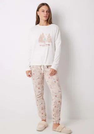Long Sleeves Long Pant Pyjama - Ivory