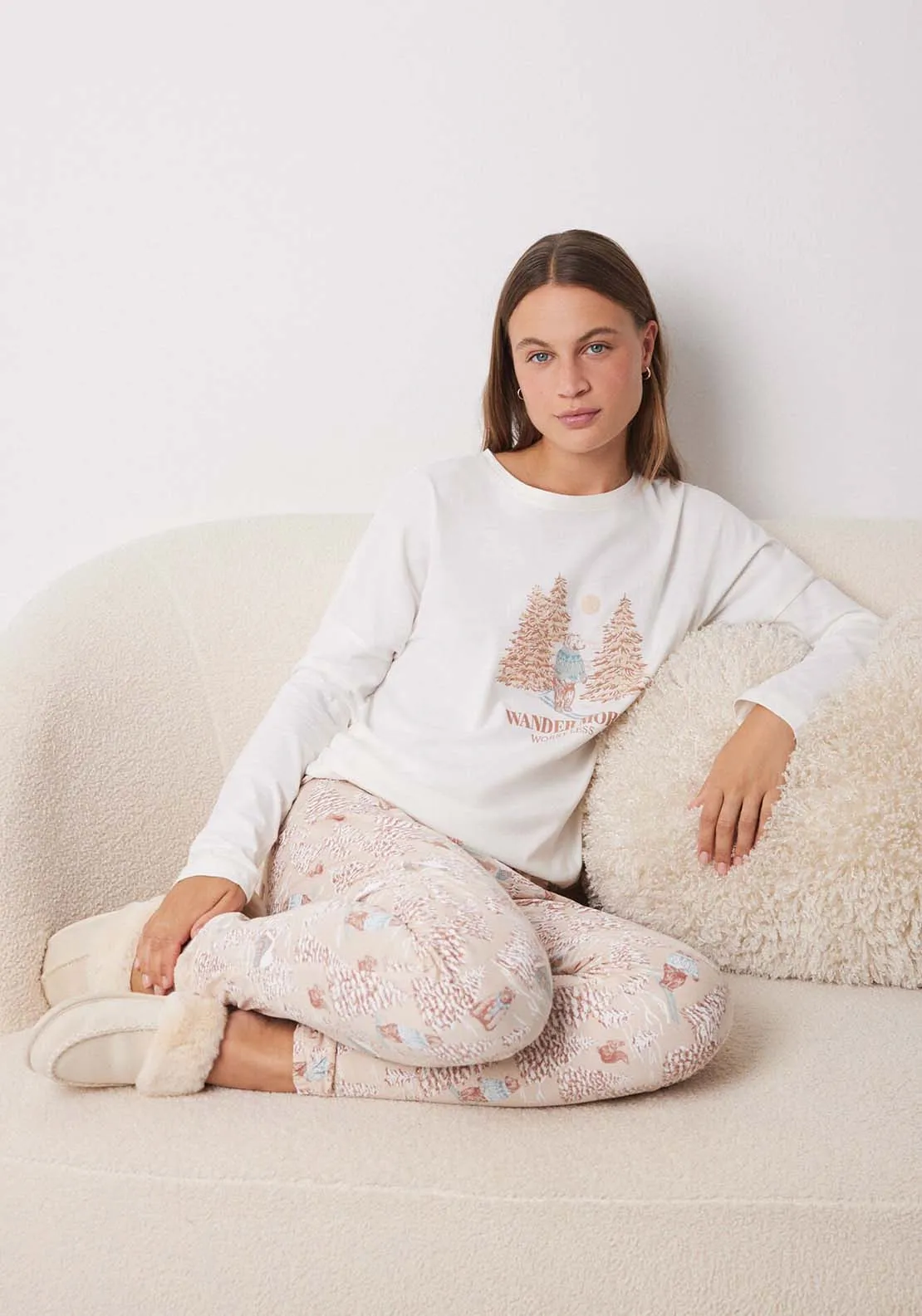 Long Sleeves Long Pant Pyjama - Ivory