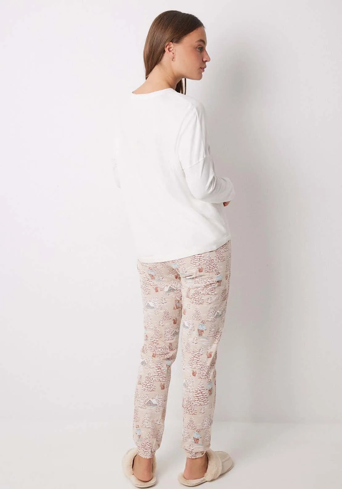 Long Sleeves Long Pant Pyjama - Ivory