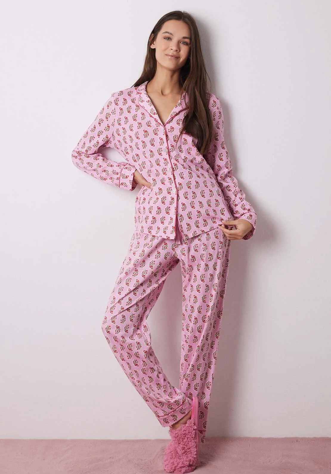 Long Sleeves Masculine Pyjama - Pink