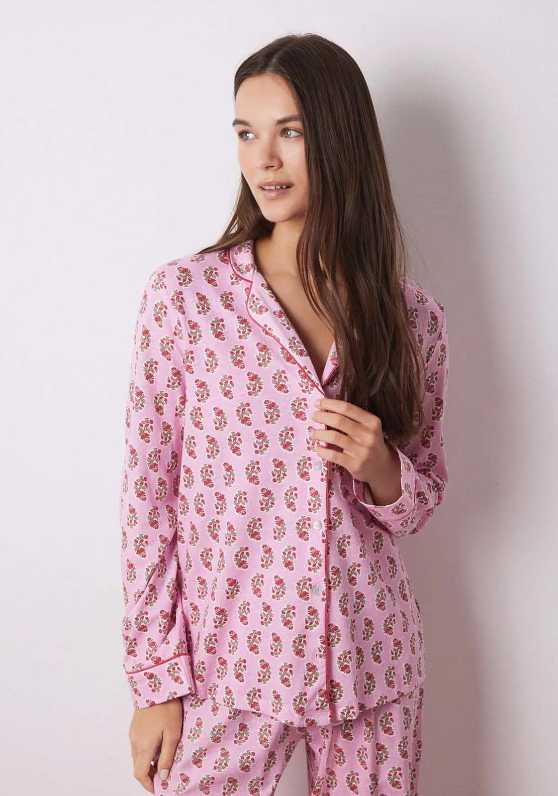 Long Sleeves Masculine Pyjama - Pink