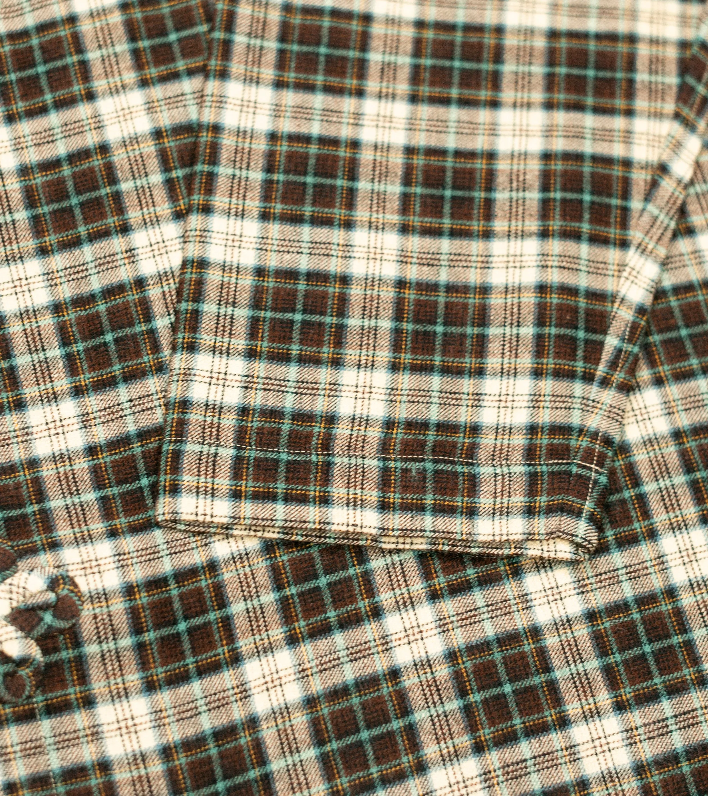 Made-to-Order Frogged Button Plaid Shirt Viyella Brown/Mint