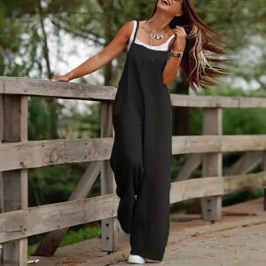 Mason | Women’s Loose Fit Jumpsuit – Sleeveless Wide Leg Overalls with Pockets