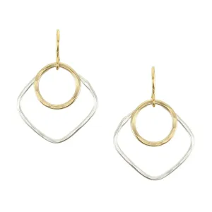 Medium Square and Round Rings Wire Earrings