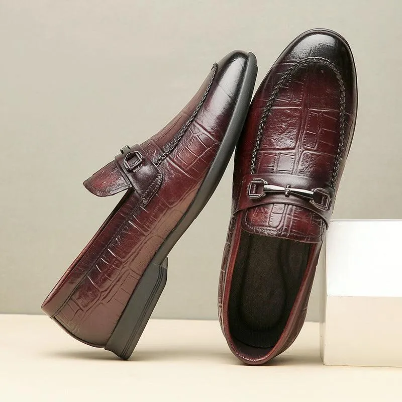 Men's First Layer Cowhide British Leather Loafers - Breathable, Non-slip, Shock Absorption
