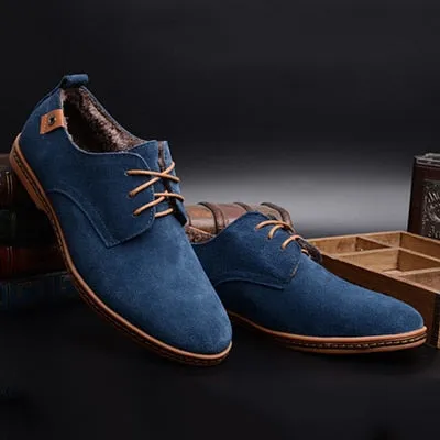 Merkmak New Leather Men Suede Shoes Men's Winter Warm Shoes Casual Footwear Moccasin Mens Loafers Formal Flat