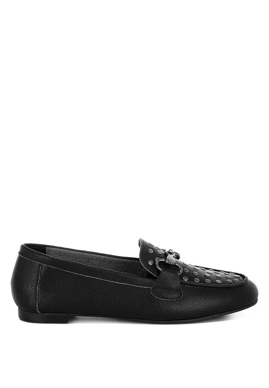 Modaha Horsebit & Embellished Real Leather Loafers