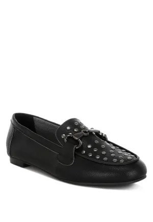 Modaha Horsebit & Embellished Real Leather Loafers
