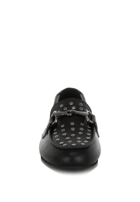 Modaha Horsebit & Embellished Real Leather Loafers