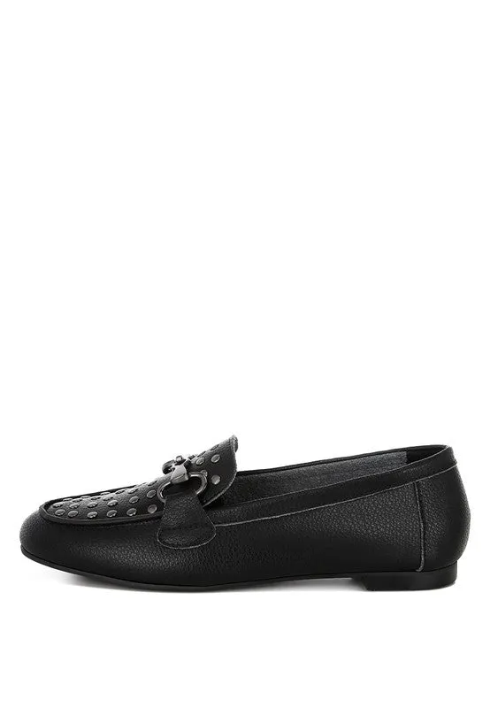 Modaha Horsebit & Embellished Real Leather Loafers
