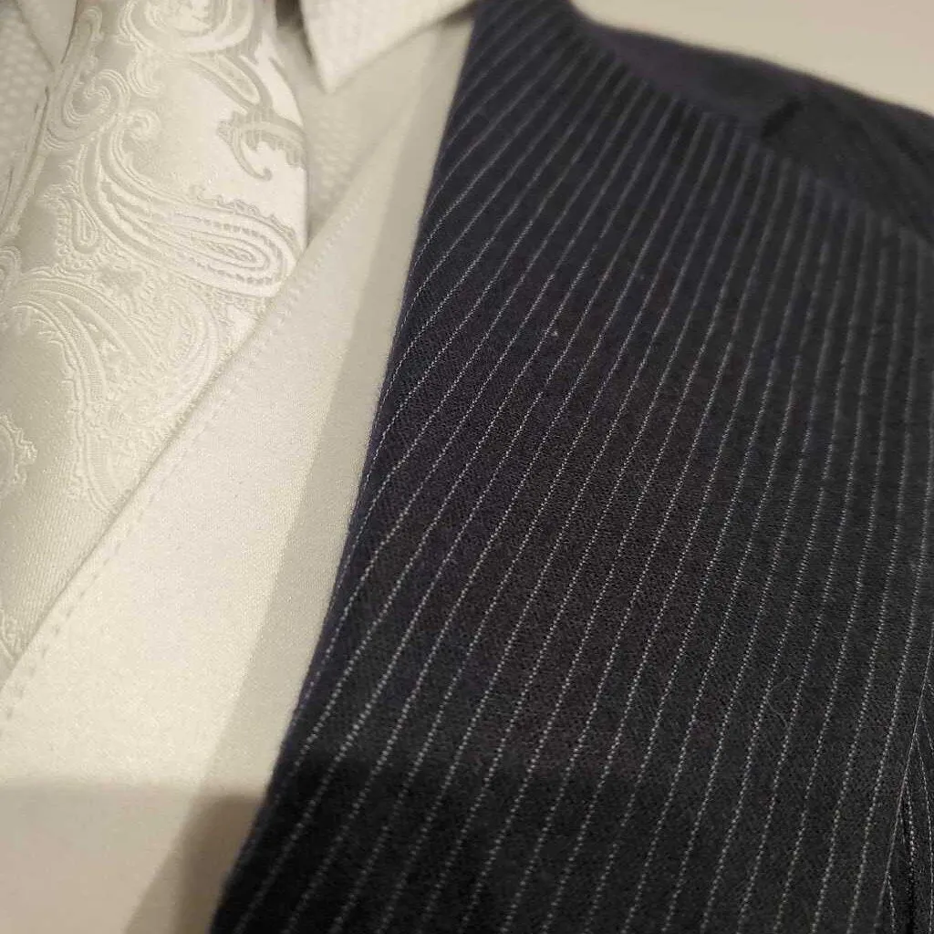 Navy Pinstripe Coat