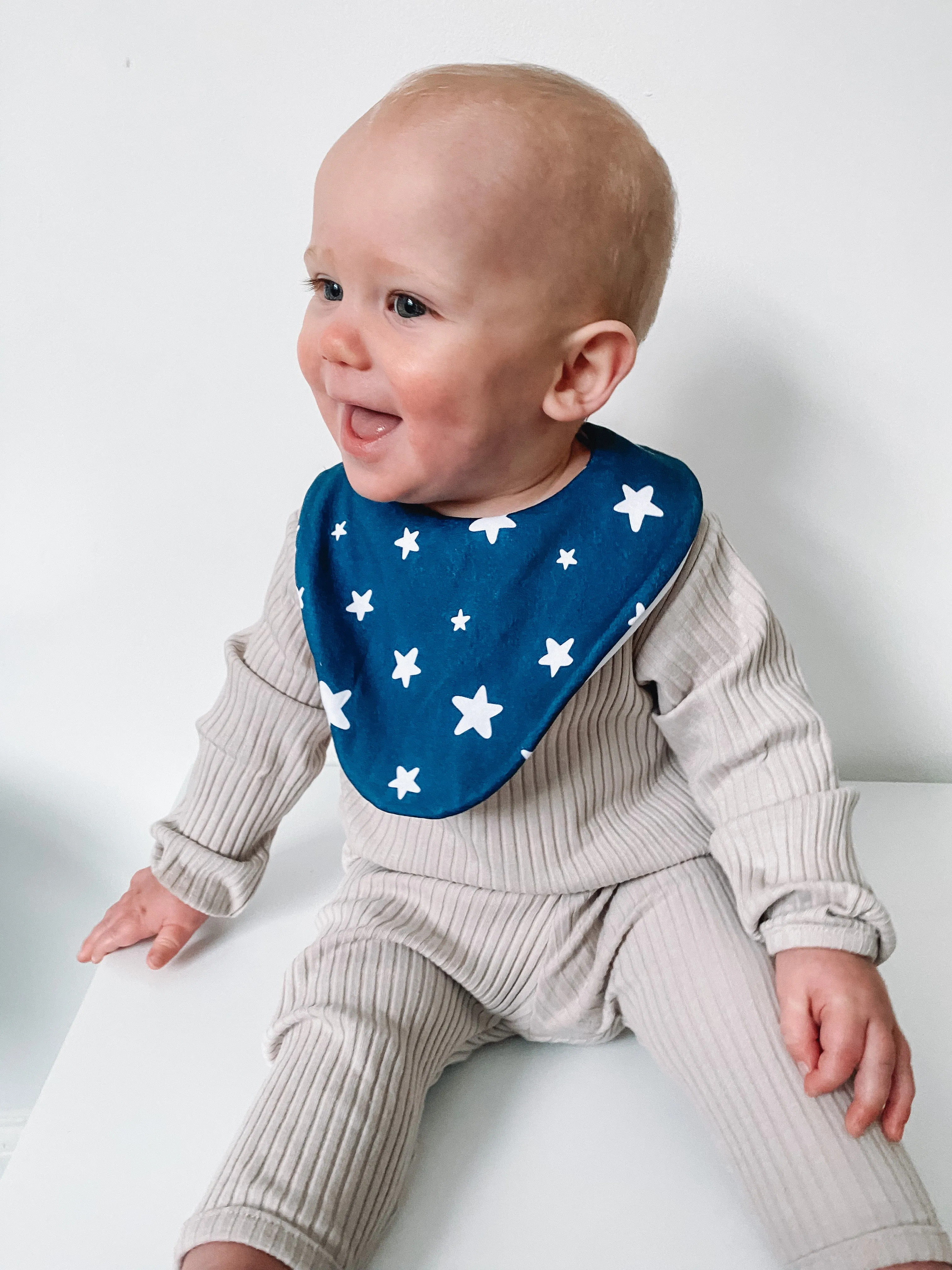 Navy Stars Waterproof Dribble Bib