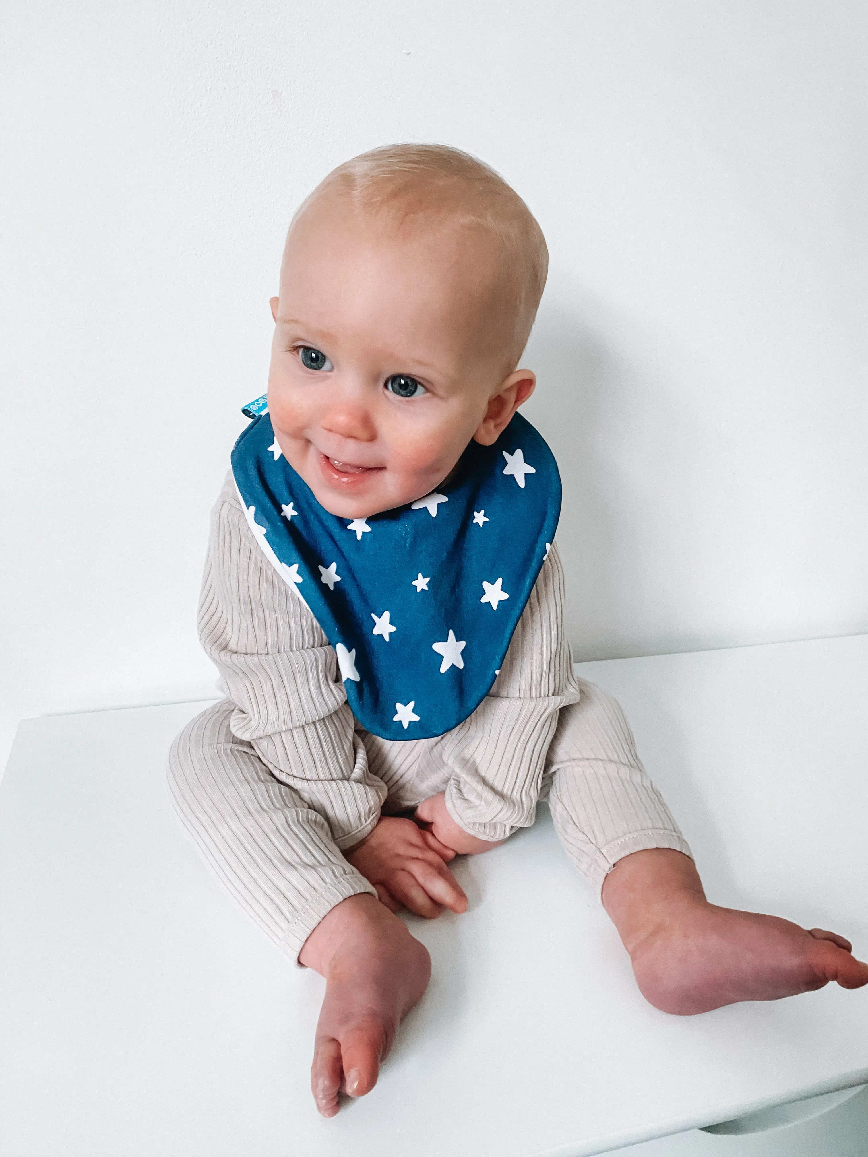 Navy Stars Waterproof Dribble Bib
