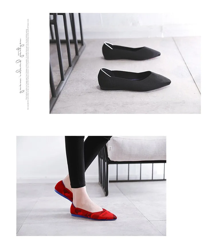 New Casual Women Breathable Comfortable Soft-soled Pointed Toe Flat Shoes