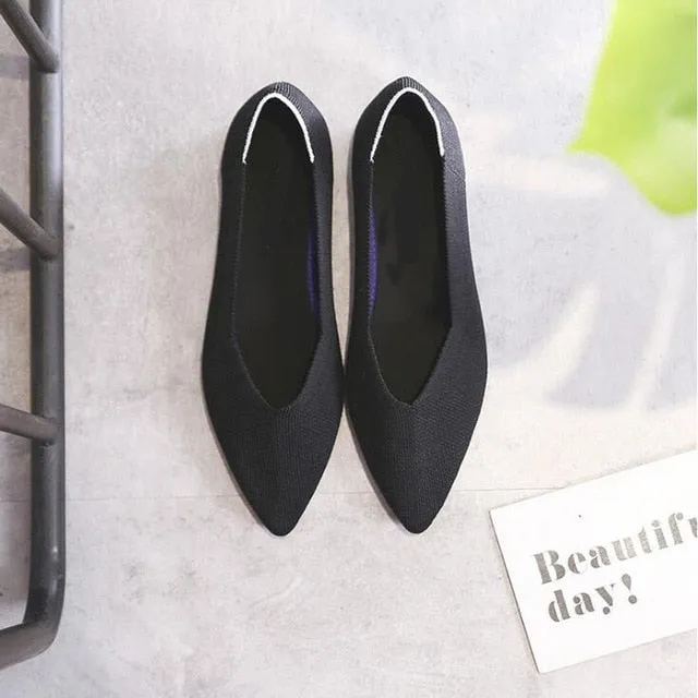 New Casual Women Breathable Comfortable Soft-soled Pointed Toe Flat Shoes
