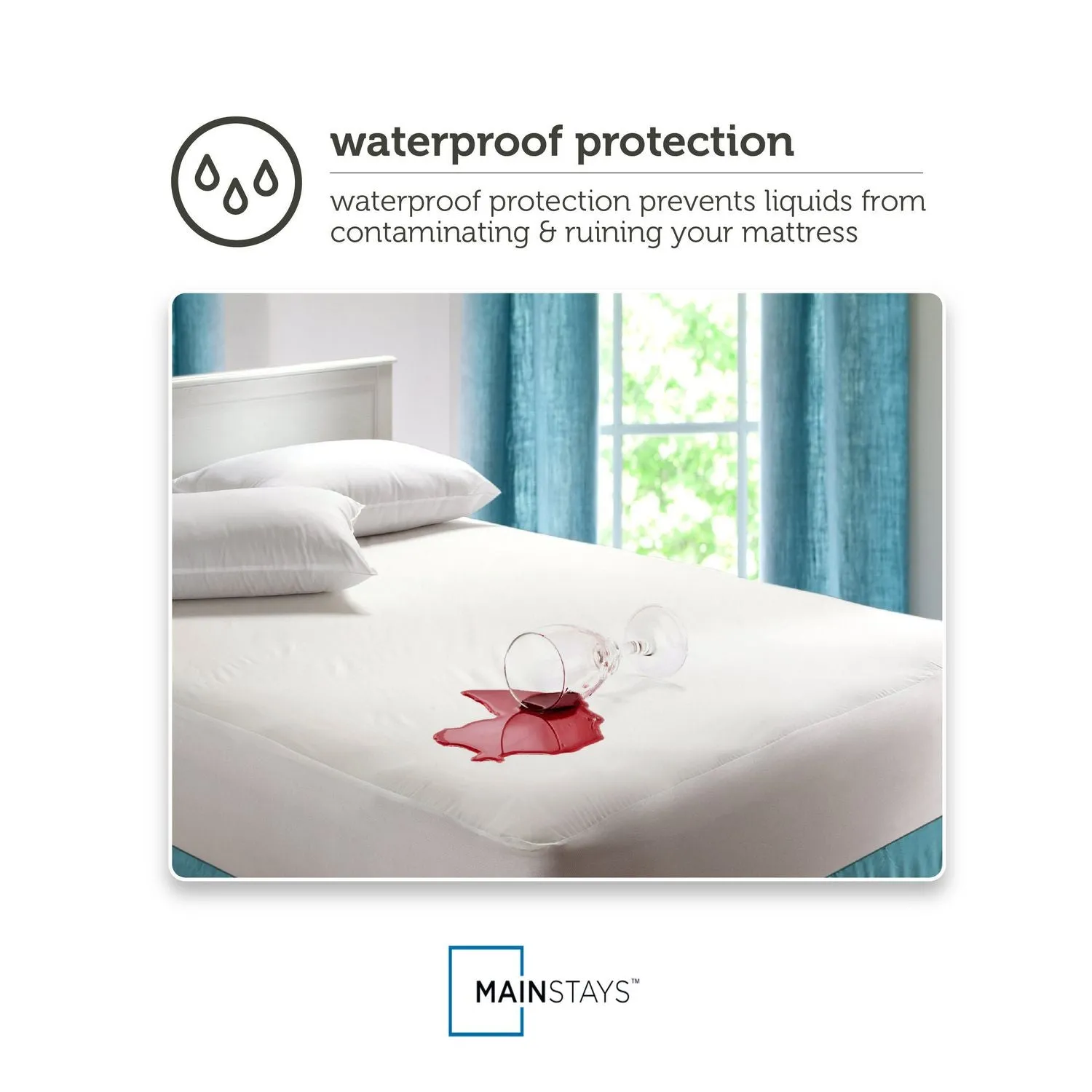 New in package! Mainstays Waterproof Fitted Soft Knit Mattress Protector, Queen