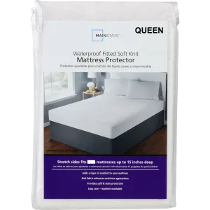 New in package! Mainstays Waterproof Fitted Soft Knit Mattress Protector, Queen