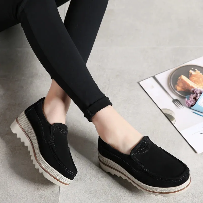 New Spring Women casual Shoes woman Platform Slip On Flats Sneakers women Suede Ladies Loafers Moccasins Shoes Woman tenis
