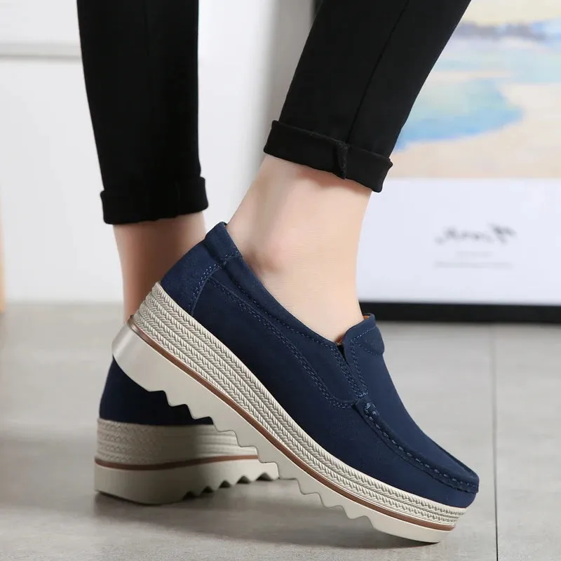 New Spring Women casual Shoes woman Platform Slip On Flats Sneakers women Suede Ladies Loafers Moccasins Shoes Woman tenis