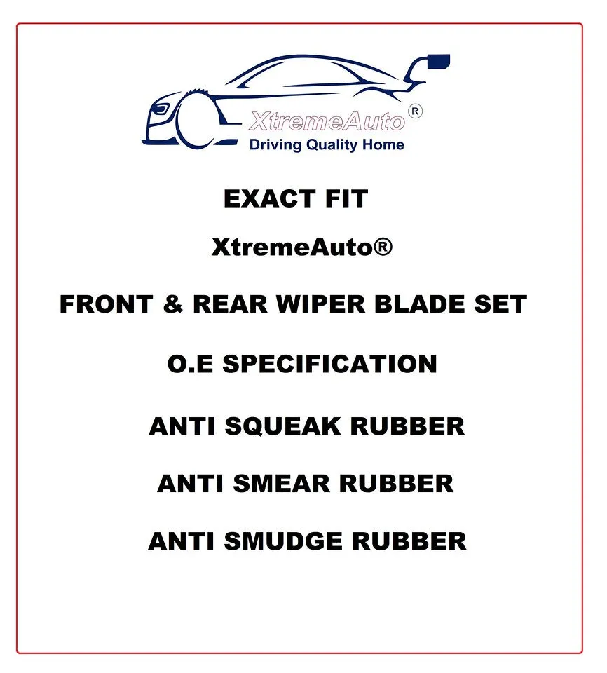 Nissan X-Trail Mk1 2004-2007 Xtremeauto® Front/Rear Window Windscreen Replacement Wiper Blades