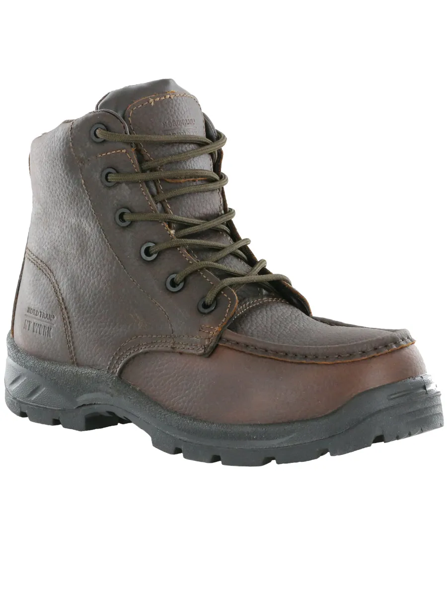 NT Work Men's Georgia Dark Brown Composite Toe Leather Moccasin Work Boot