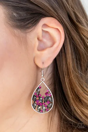 Paparazzi -Cash or Crystal - Pink Earrings