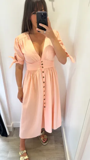 PEACHY ROSE BUTTON THROUGH DRESS