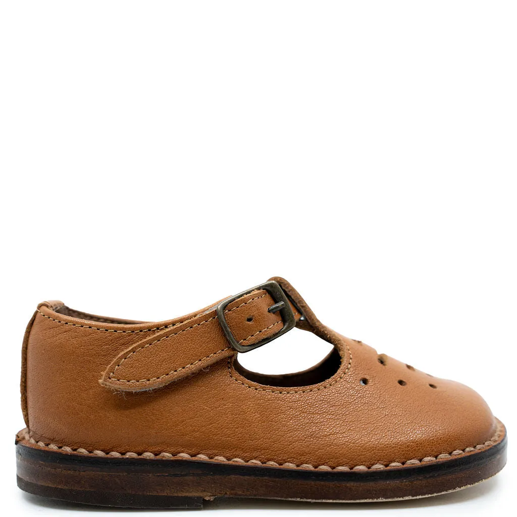 Pepe Brown Perforated Vintage T Strap Shoe