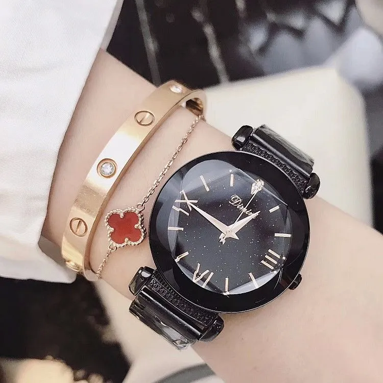 Plum-shaped Mirror Starry Dial Women's Watch