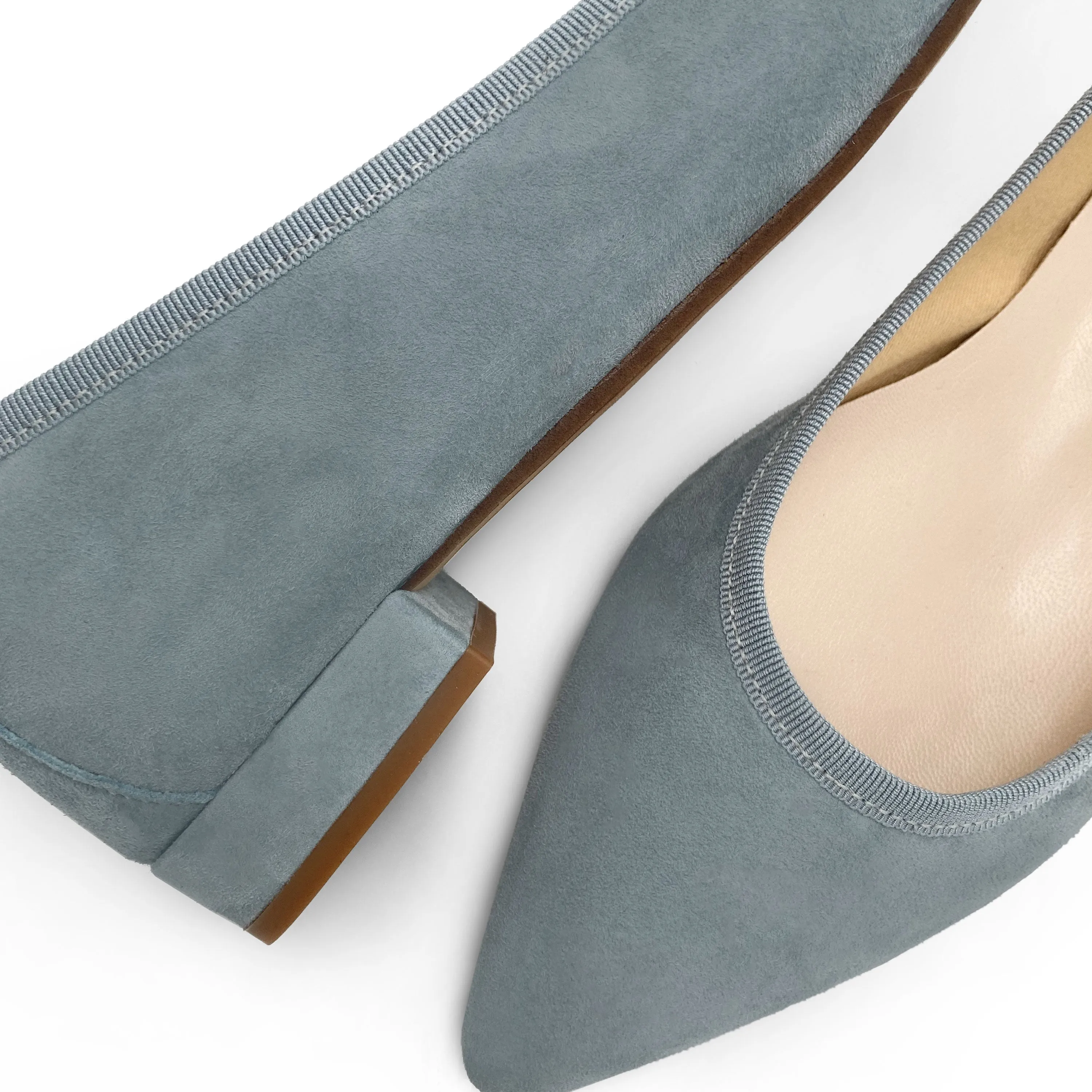 Powder Blue Suede Pointed toe Ballet Flats