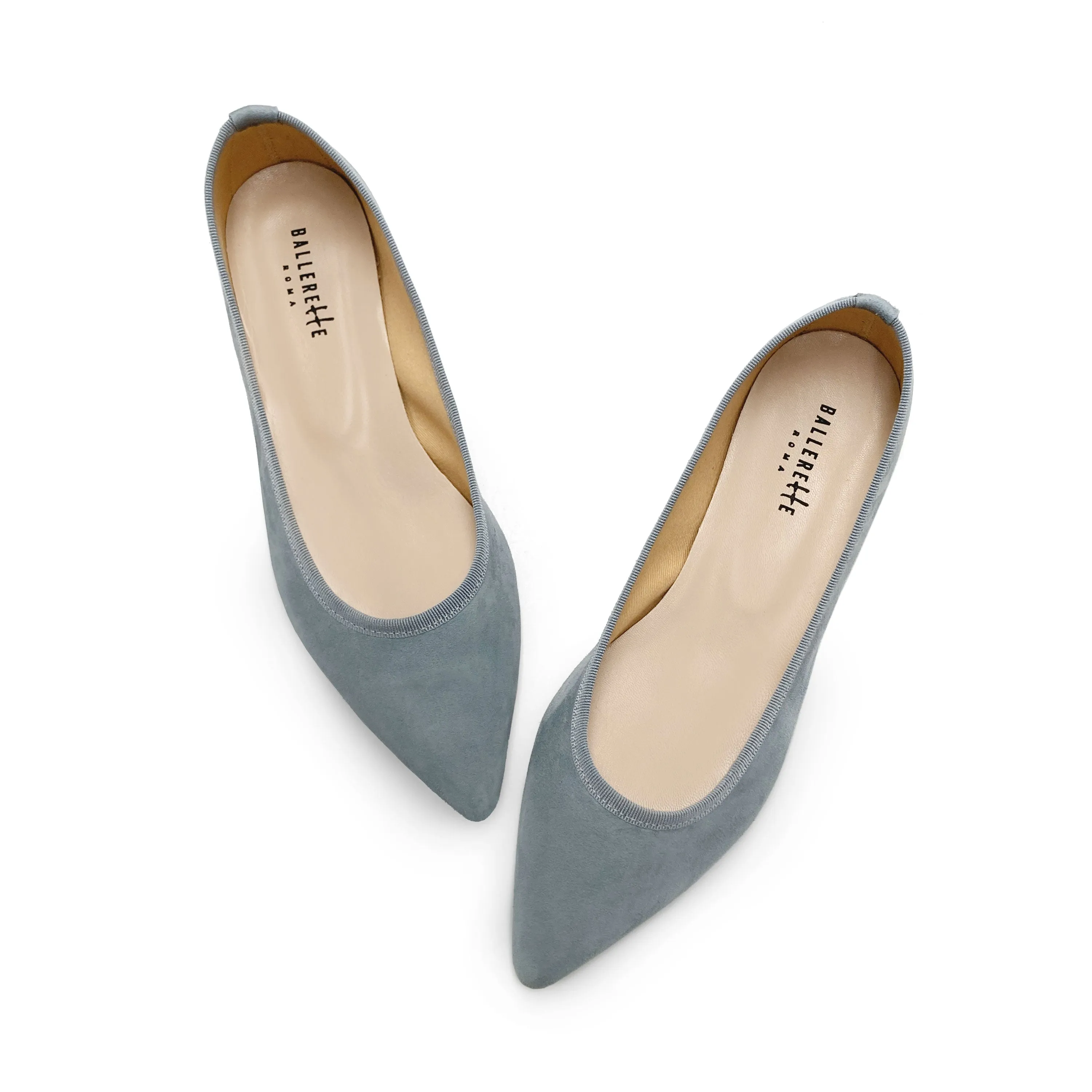 Powder Blue Suede Pointed toe Ballet Flats
