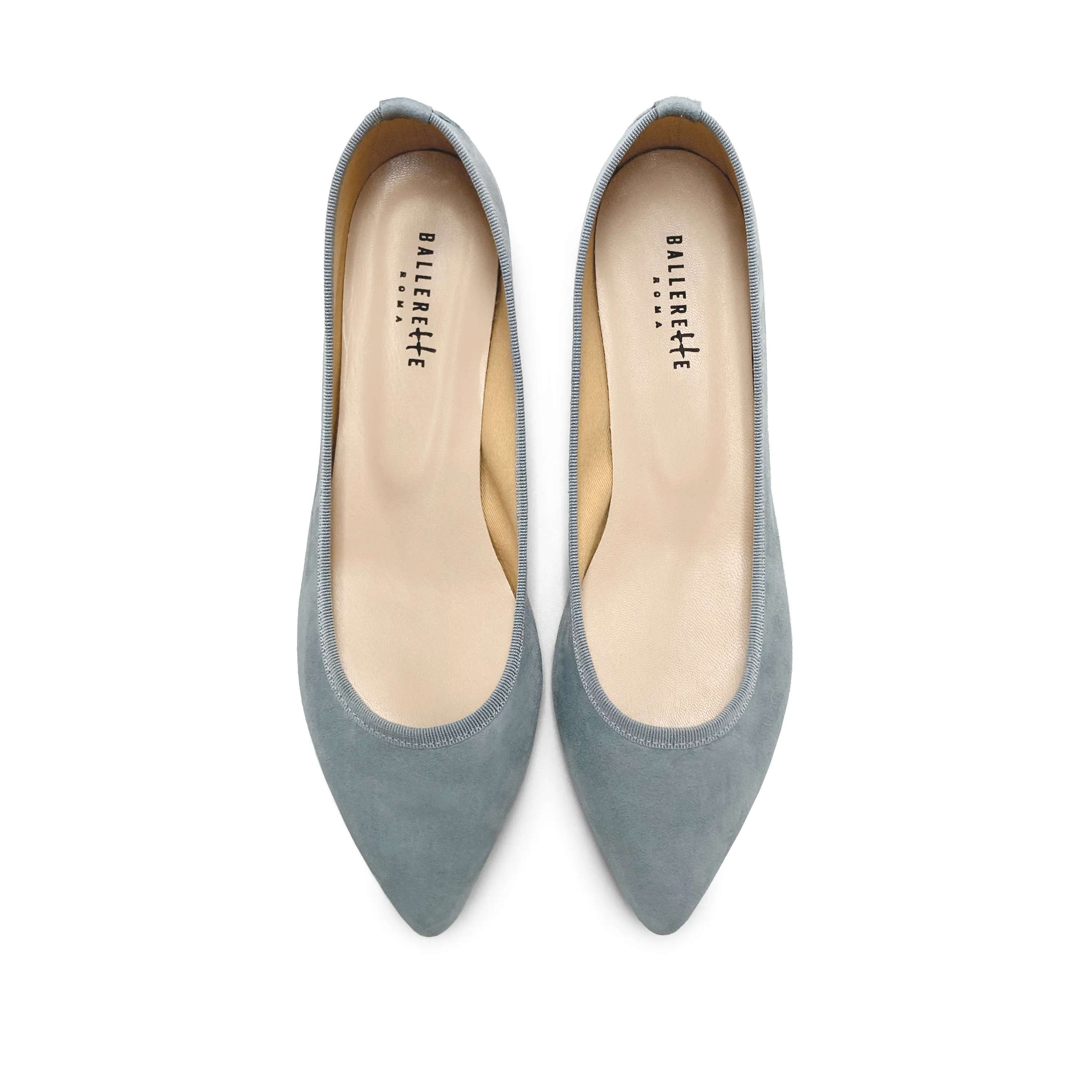 Powder Blue Suede Pointed toe Ballet Flats