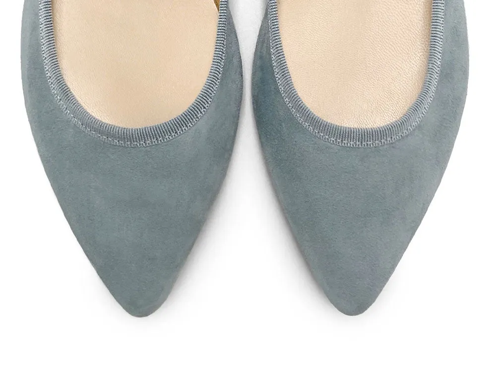 Powder Blue Suede Pointed toe Ballet Flats