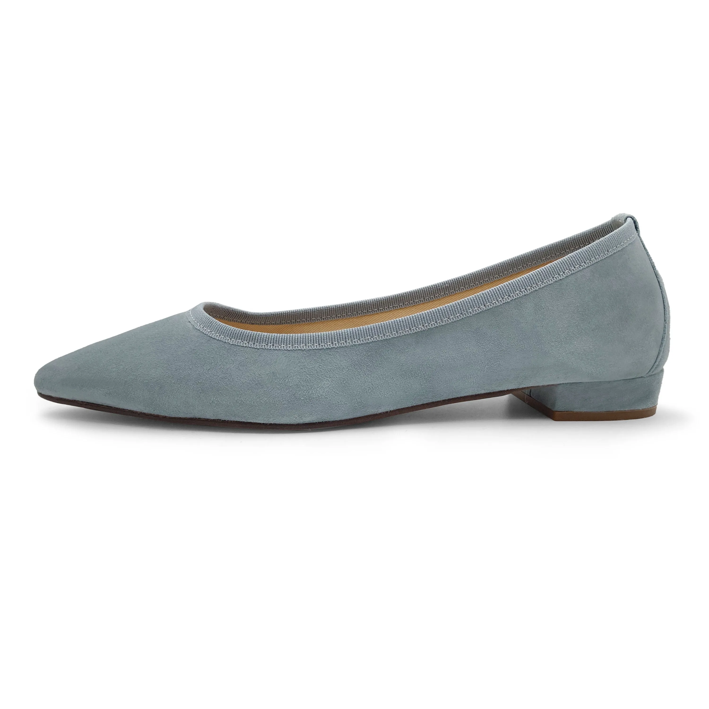 Powder Blue Suede Pointed toe Ballet Flats