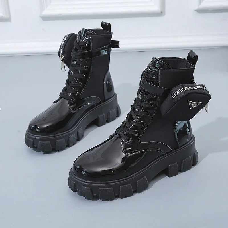PU ladies chunky heel ankle  boots for women big size women's boots