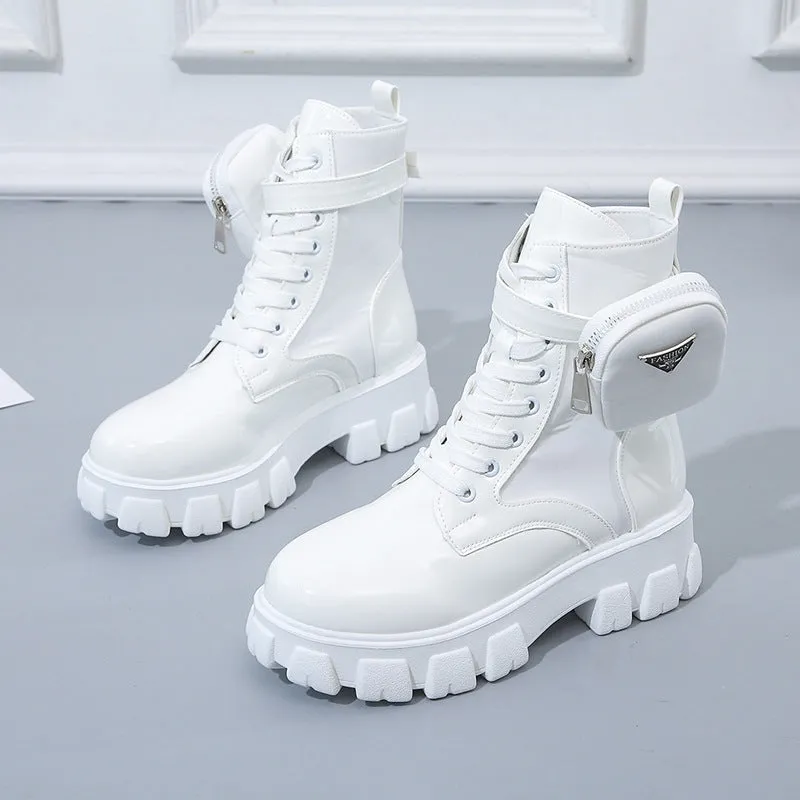 PU ladies chunky heel ankle  boots for women big size women's boots