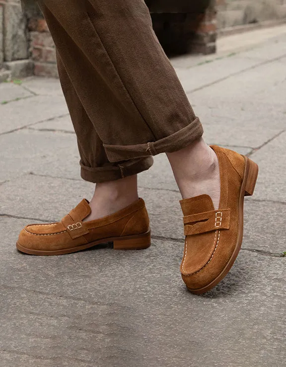Real Leather British Style Vintage Suede Loafers