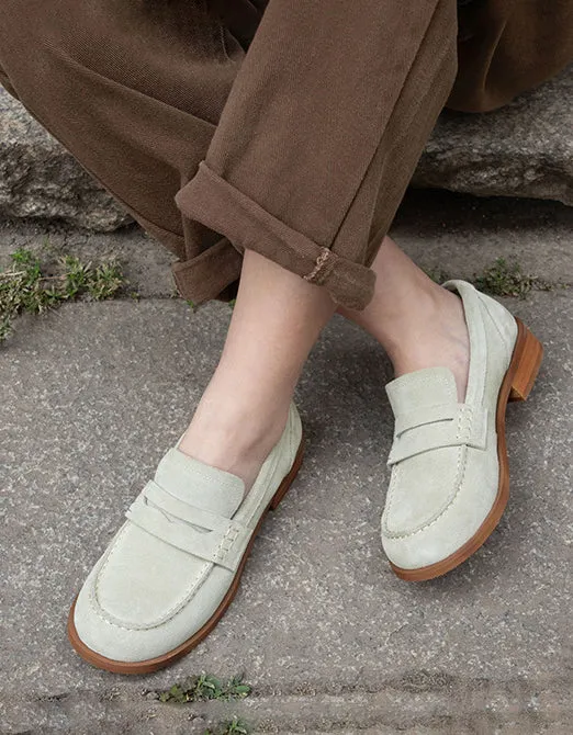 Real Leather British Style Vintage Suede Loafers