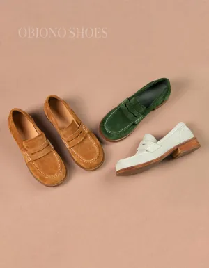Real Leather British Style Vintage Suede Loafers